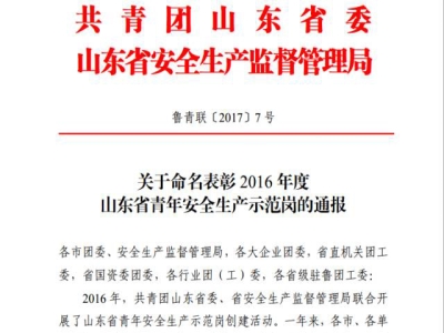 重磅消息：天意機械新產品班組榮獲“山東省青年安全生產示范崗”榮譽稱號